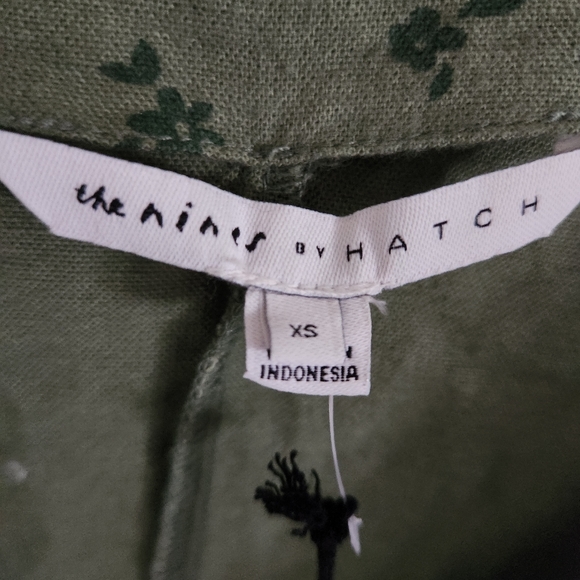 THE NINES BY HATCH OLIVE GREEN BUTTON DOWN JUMPER 3/4 SLEEVES CROP ANKLE - Picture 4 of 6